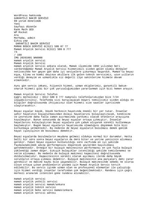 Mamak Arçelik Servisi 0(312) 580 0 777 Yetkili