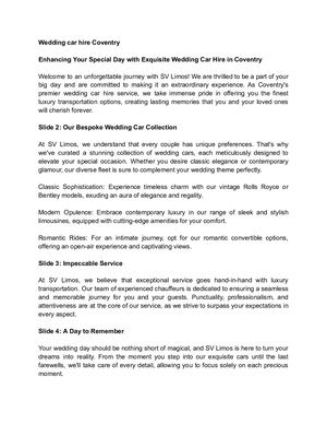 Wedding Car Hire Coventry