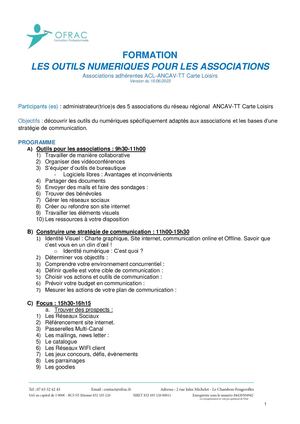 Programme Formation Outils Numériques