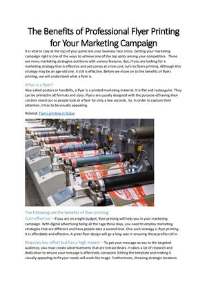 The Benefits Of Professional Flyer Printing For Your Marketing Campaign