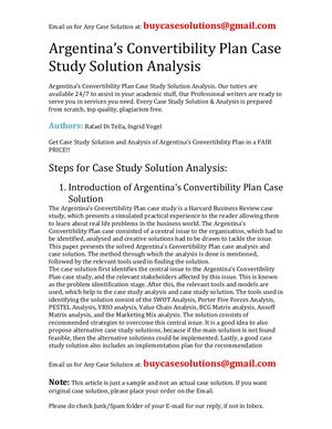 Argentina's Convertibility Plan Case Study Solution Analysis