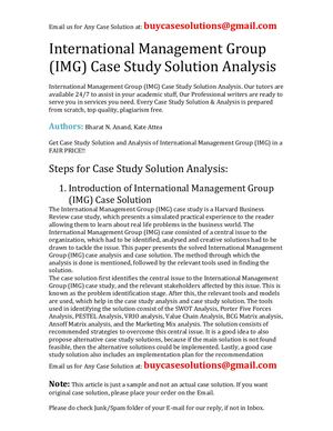International Management Group (IMG) Case Study Solution Analysis