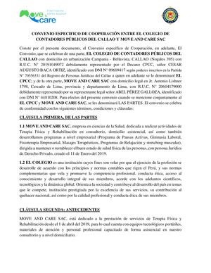 Convenio Fisioterapia Move And Care Y El Colegio De Contadores Públicos Del Callao