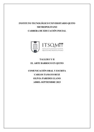 Ensayo sobre el Arte barroco en Quito