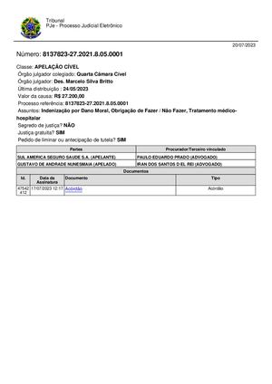 Tj Ba Condena Plano De Saúde Da Sul América A Indenizar Paciente Por Negativa De Exame