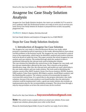 Anagene Inc Case Study Solution Analysis