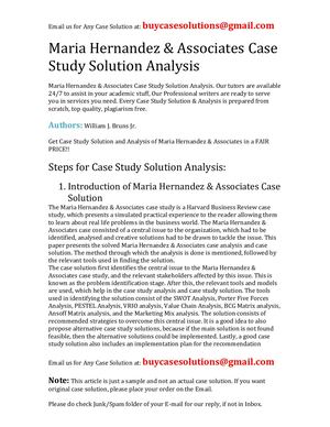Maria Hernandez & Associates Case Study Solution Analysis