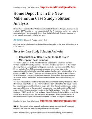 Home Depot Inc In The New Millennium Case Study Solution Analysis