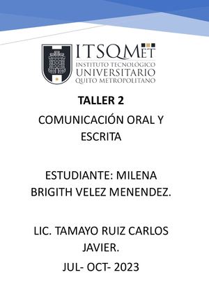 Taller 2 Comunicacion Oral Y Escrita.