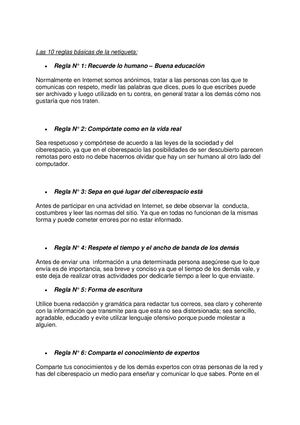 Las 10 Reglas Básicas De La Netiqueta