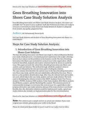 Geox Breathing Innovation Into Shoes Case Study Solution Analysis