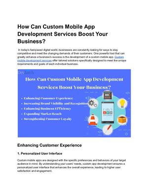 How Can Custom Mobile App Development Services Boost Your Business