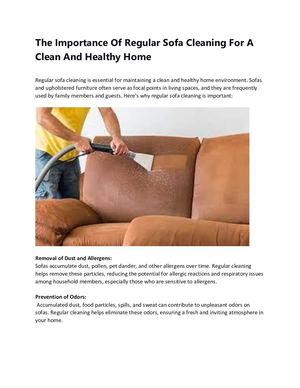 The Importance Of Regular Sofa Cleaning For A Clean And Healthy Home