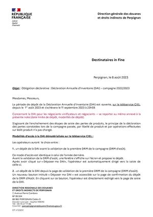 Note à L'attention Des Opérateurs Sur La Déclaration Annuelle D'inventaire