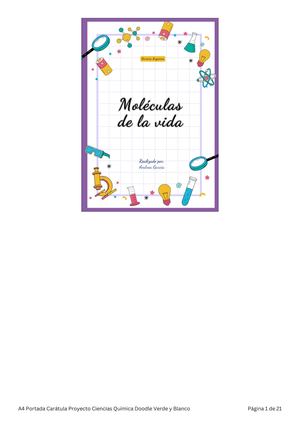 A4 Portada Carátula Proyecto Ciencias Química Doodle Verde Y Blanco