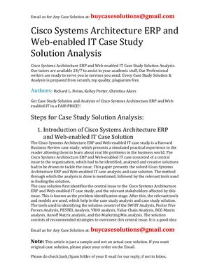 Cisco Systems Architecture ERP And Web Enabled IT Case Study Solution Analysis