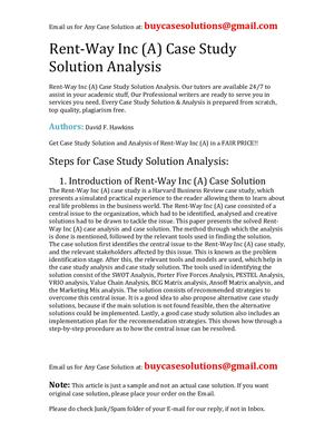 Rent Way Inc (A) Case Study Solution Analysis