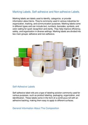 Marking Labels. Self-adhesive and Non-adhesive Labels.