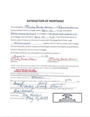 Satisfaction Of Mortgage