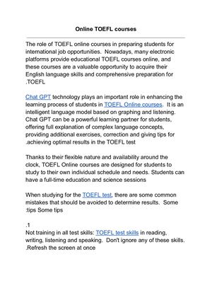 Online Toefl Courses