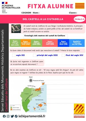 Castell reial de Cotlliure - Cicle 3 i 4 - Fitxa alumne - Delcastell a la ciutadella