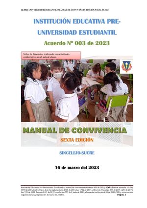 Acuerdo 003 Manual De Convivivencia 2023 Edicion 6