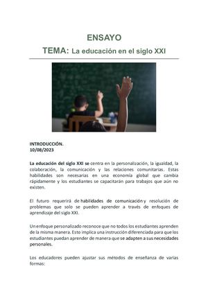 Ensayo Educación Siglo Xxi P Mancheno