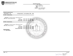 Greenville University Transcript of Deepak Singh August 10, 2023