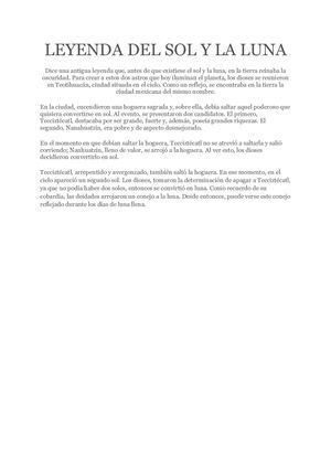 Leyenda Del Sol Y La Luna