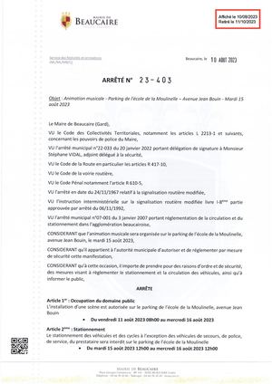 Fichier Parution Des Arrêtés 23 403 à 23 409 Du 10 08 2023
