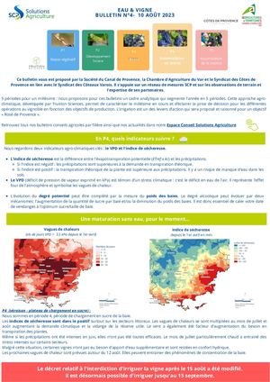 Bulletin Vigne N°4 Saison 2023