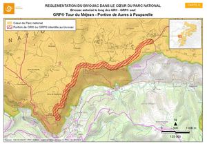 Zones interdites au Bivouac dans le Parc national des Cévennes