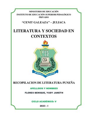 Recopilacion De La Literatura Puneña