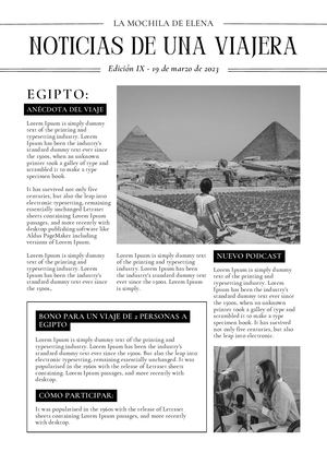 Documento A4 Portada Periódico Noticias Clásico Elegante Blanco Y Negro