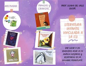 Tríptico Literatura Infantil Vinculada A La Esi Prof Quispe, Liliana Del Valle