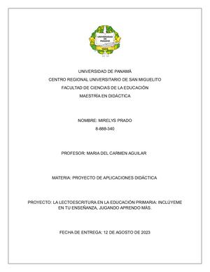 Proyecto De Lectoescritura