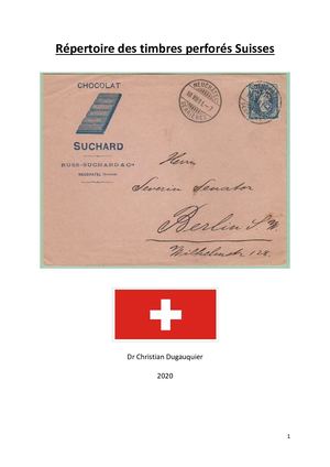 Répertoire Des Timbres Perforés Suisses