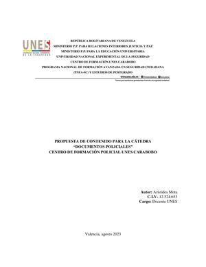 Propuesta Actas Y Documentos Policiales Unes 2023