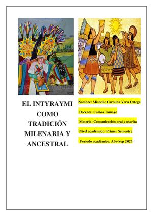 Ensayo investigativo sobre El inti Raymi como tradición milenaria y ancestral