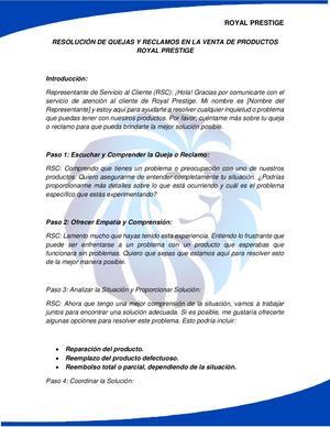 Guión Quejas Y Reclamos Rp