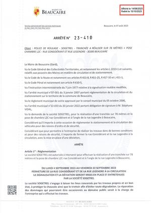 Arrêtés 23 410 à 23 411 Du 14 08 2023