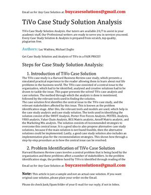 TiVo Case Study Solution Analysis