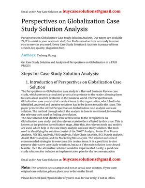 Calaméo - Perspectives On Globalization Case Study Solution Analysis