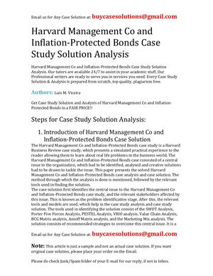 Harvard Management Co And Inflation Protected Bonds Case Study Solution Analysis