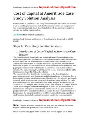 Cost Of Capital At Ameritrade Case Study Solution Analysis