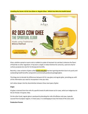 Unveiling the Secret: A2 Gir Cow Ghee vs. Regular Ghee - Which One Wins the Health Game?