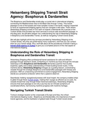 Transit Strait Agency In Turkey Heisenberg Shipping
