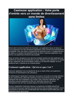 Casinozer application : Votre porte d’entrée vers un monde de divertissement sans limites