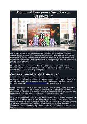 Comment faire pour s’inscrire sur Casinozer ?