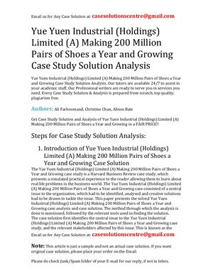 Yue Yuen Industrial (Holdings) Limited (A) Making 200 Million Pairs Of Shoes A Year And Growing Case Study Solution Analysis